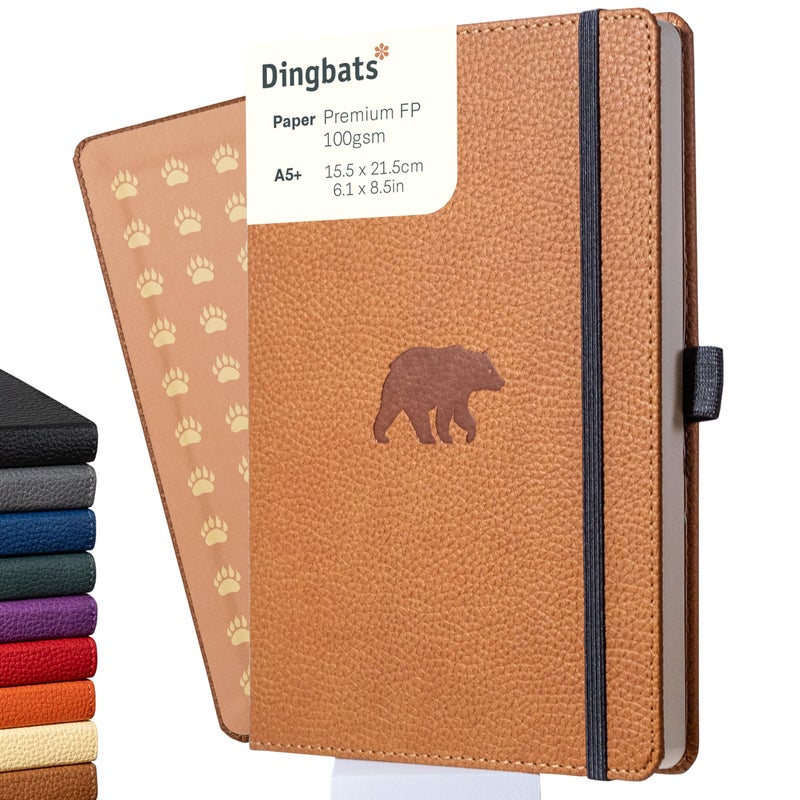 Dingbats* Notebooks Dingbats* Wildlife Grid Writing Journal Notebook A5 - Vegan Leather Hardcover - Ideal for Work, Travel - Pocket, Elastic Closure, & Bookmark - Image 1